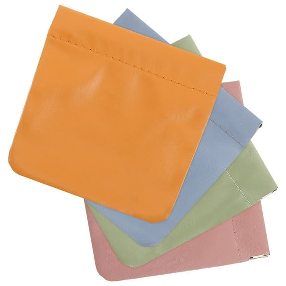 GARVALON 4Pcs Small Organizer Bag Lipstick Holder for Purse Orange Rectangular Pu Leather