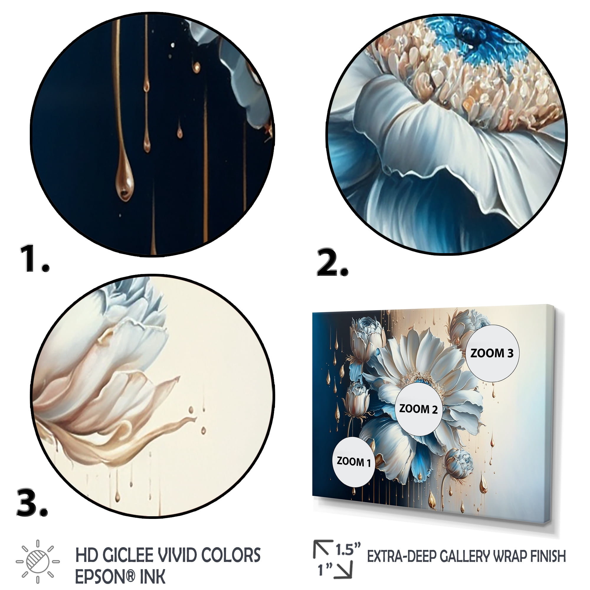 Designart Ice Blue Daisy III Canvas Wall Art