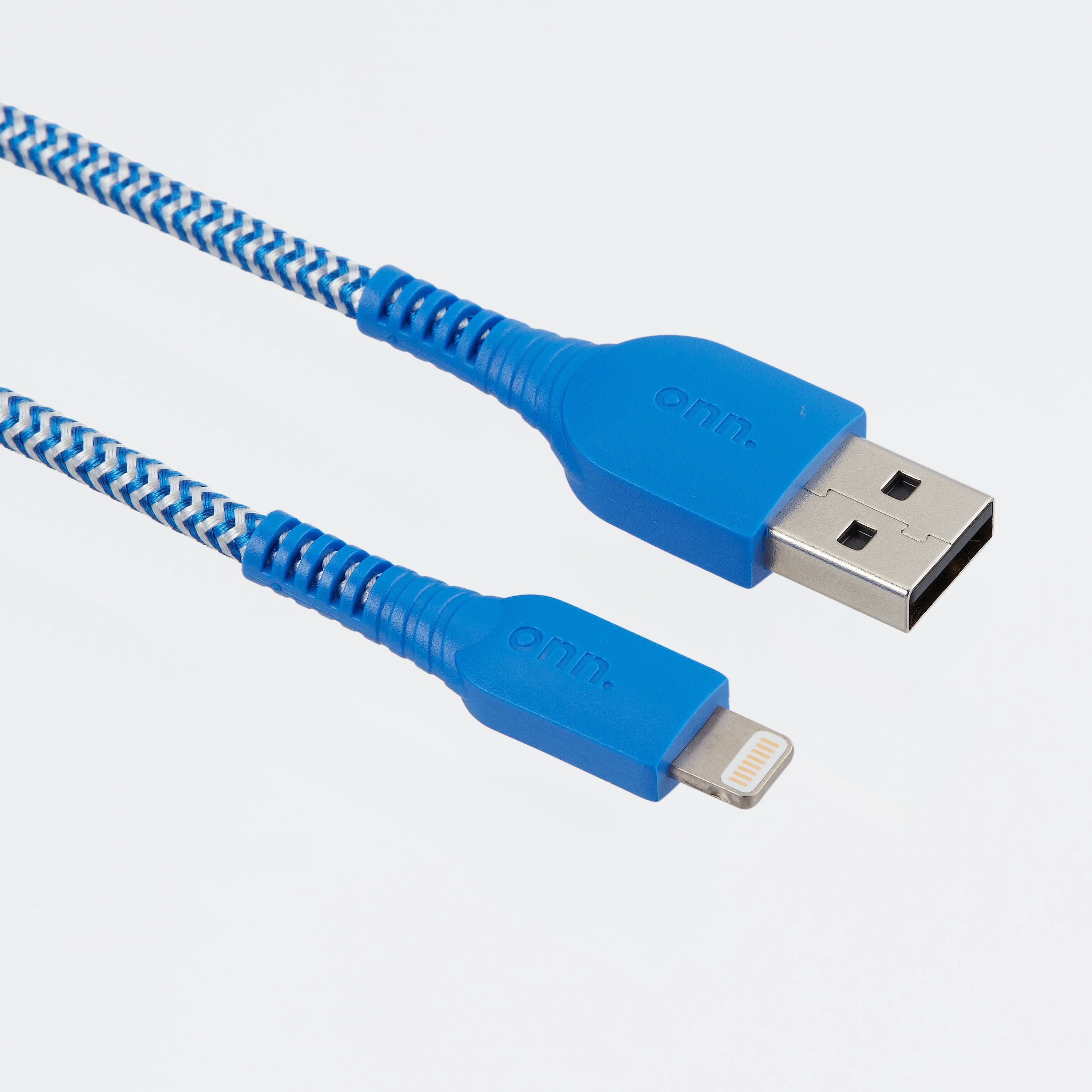 onn. 6' Braided Lightning to USB Cable, Blue