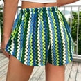 thumbnail image 3 of Striped Beach Shorts for Women Bathing Suit Cover Up Short Knitted Drawstring Waist Swimsuit Coverups (S, Green), 3 of 5