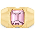 thumbnail image 2 of AFFY 8x10 mm Simulated Birthstone Men's Ring Pink Tourmaline In 14K Yellow Gold Plated 925 Sterling Silver. Ring Size 8, 2 of 5
