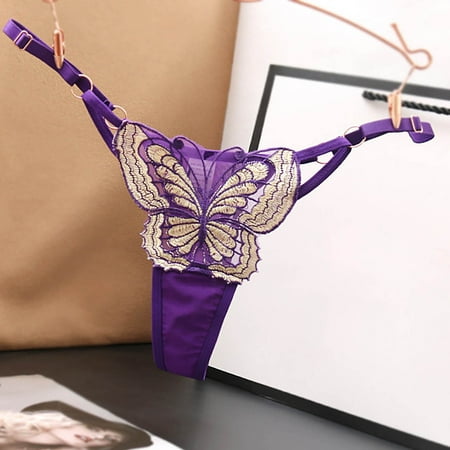 

Lopecy-Sta Women Sexy Lace Underwear Lingerie Thongs Panties Ladies Underwear Underpants Deals Clearance Thongs for Women Pack Birthday Present Purple