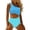 C-Blue205, variant on DHFJKG One Piece Swimsuit Women Tummy Control Bathing Suit One Shoulder Hallow Out Monokini Full Coverage Color Block Stylish Beachwear