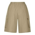 thumbnail image 5 of Atogsazn Bermuda Shorts for Women High Waisted Linen Dressy Casual Pleated Wide Leg Summer Shorts 02-Khaki M, 5 of 6
