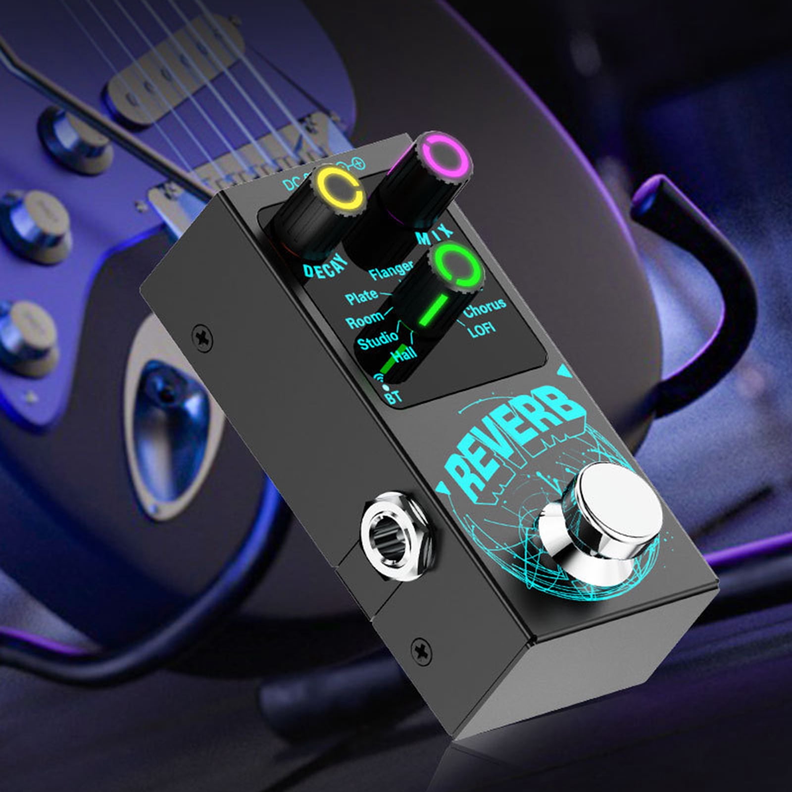Wireless Guitar Reverbs Pedal with 9 Digital Effects and Large Footswitch Designs For Performances Guitar Reverbs Device