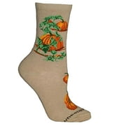Wheel House Designs Socks - Pumpkin on Tan - 9-11