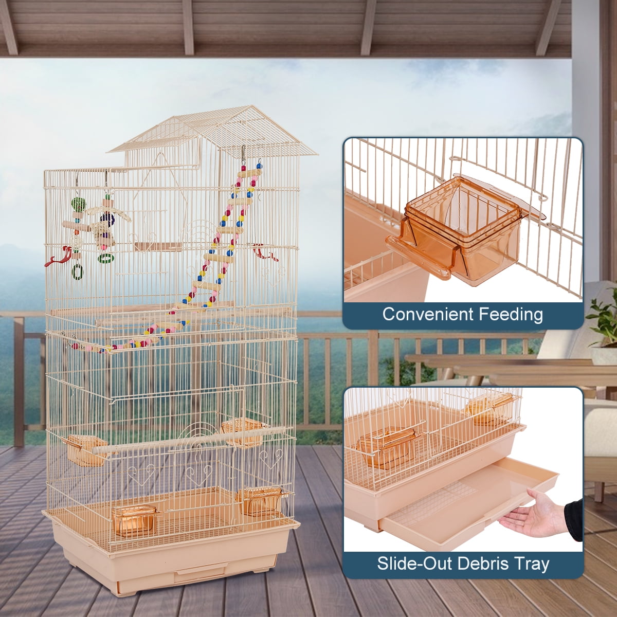 Buy Dkelincs 39 Inch Big Birdcage Study Parakeet Cage Aviary with