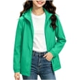 thumbnail image 5 of AHTJRT 2 Pcs Rain Jacket for Kids Lightweight Outdoor Climbing Hiking Travel Windbreaker Coats Softshell Full Zip Hooded Outerwear Jackets Dark Green#01 4-5 Years, 5 of 9