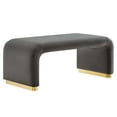thumbnail image 2 of Koda Performance Velvet Waterfall Ottoman in Brass Storm Gray, 2 of 10