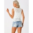 thumbnail image 4 of DARING DIVA Women's Floral Crochet Hollow Out Sleeveless Vest Cardigan M Snow White, 4 of 6
