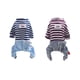 thumbnail image 5 of Billuyoard Mono de algodón para mascotas con lazo a rayas, Universal, transpirable, lavable, Unisex, para interiores y exteriores, ropa para Ropa para mascotas Marrón, 5 of 6