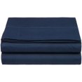 thumbnail image 1 of Luxury Cathay Silky Soft Polyester Single Flat Sheet, Twin Size, Navy Blue, 1 of 4