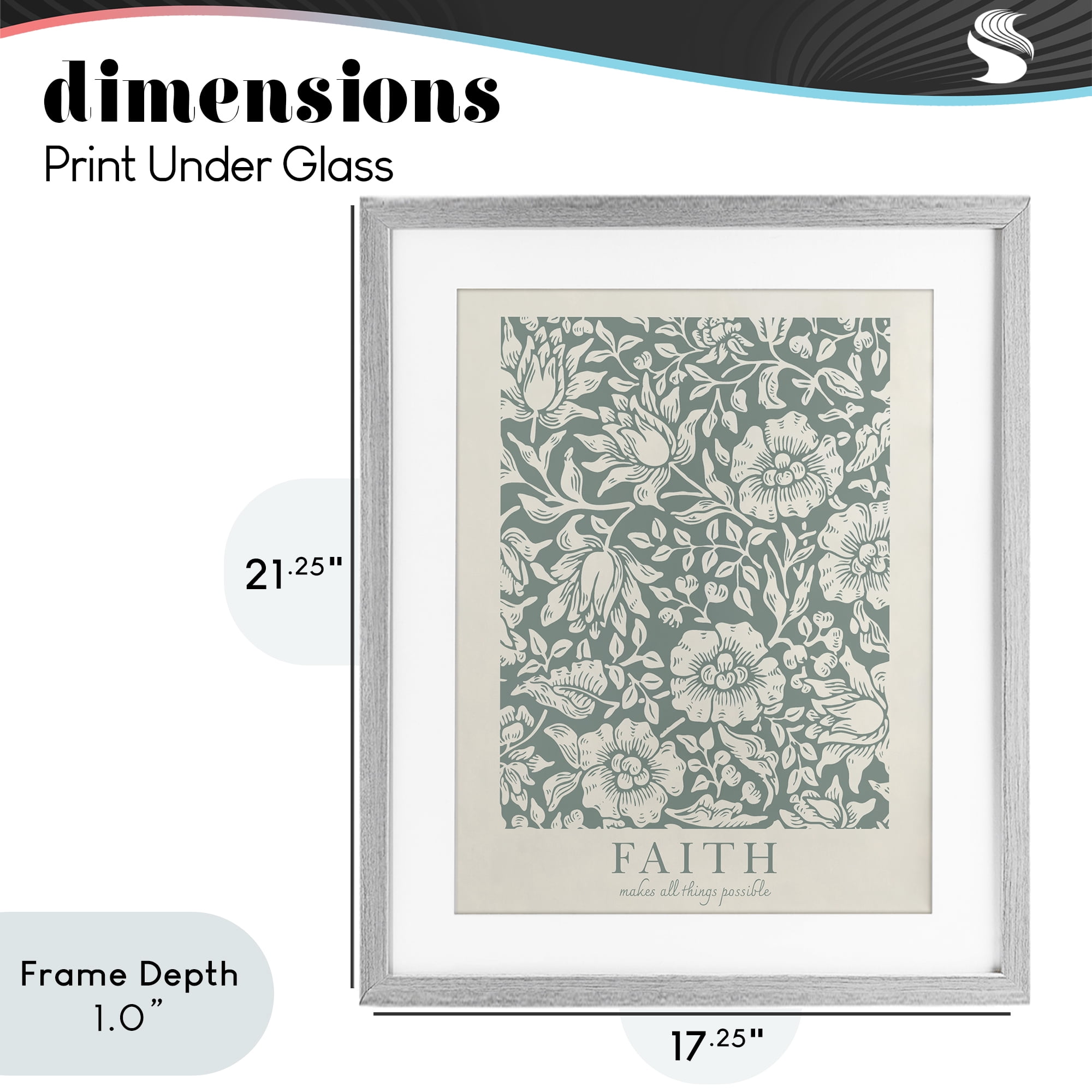 Stupell Industries Faith Quote with Floral Pattern Gray Framed Print Under Glass, design by Wild Apple Portfolio