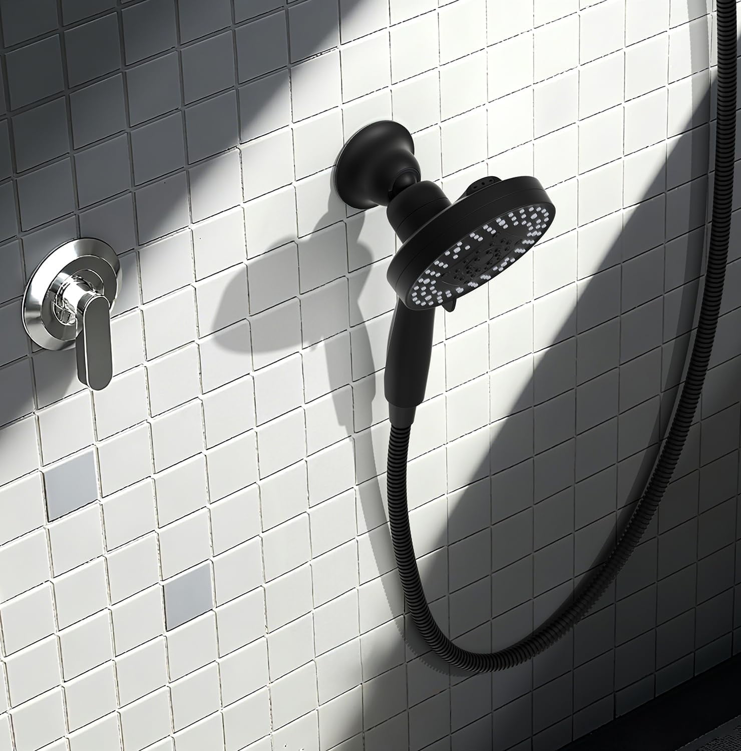 Magnetic Shower Head Holder for KESTE 460311 Shower Head Combo, 360°Adjustable Handheld Shower Head Holder Wall Mount, Black
