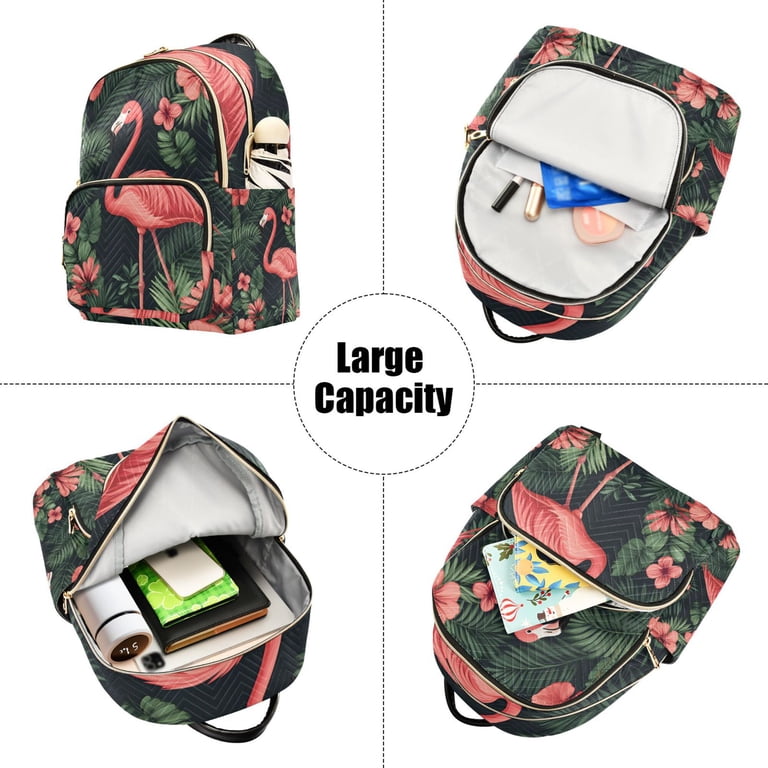 flamingo pattern mini backpack FORMRS Mini Backpack Purse for Women Travel Daypack Casual Shoulder Bag,  Flamingo Leaves Pattern