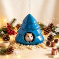 thumbnail image 5 of Qocolcyl Blue Ceramic Christmas Tree Hamster House, Pinaster Shaped Small Pet Hideout Bed, Breathable Cooling Habitat For Hamsters, Gerbils And Small Rodents, 5 of 7