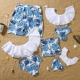 thumbnail image 3 of Xmarks Family Matching Swimsuits Mommy and Me Two Pieces Tropical Print Ruffled Bikini Set One Shoulder Bathing Suits/One Pieces Set Swimwear, Dad and Son Casual Swim Trunks, 3 of 9