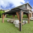 thumbnail image 2 of Devoko 12' x 16' Hardtop Gazebo Outdoor Galvanized Steel Metal Double Roof Aluminum Frame Permanent Pergolas with Netting and Curtains for Patio Backyard Garden Lawns Parties, 2 of 7