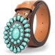 thumbnail image 1 of Women Men Country Western Turquoise Belts, Embossed PU Leather Retro Cowgirl Belts for Jeans Dresses Pants, 1 of 5