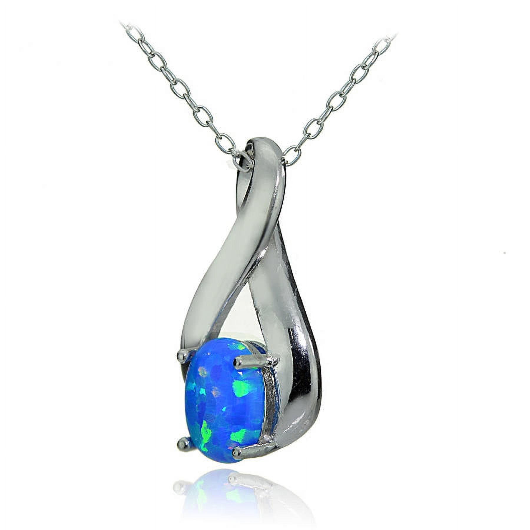 Created Blue Opal Sterling Silver Infinity Necklace