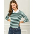 thumbnail image 3 of Blusa de rayas Allegra K Peter Pan Verde XS para mujer, 3 of 6