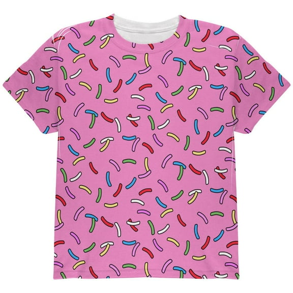 Rainbow Sprinkles All Over Youth T Shirt Light Pink YLG