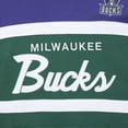 thumbnail image 4 of Men's Mitchell & Ness Green/Purple Milwaukee Bucks Head Coach Pullover Hoodie, 4 of 5
