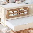 thumbnail image 5 of Harper & Bright Designs Queen Size Platform Bed with Trundle and Small Staircase, Solid Wood Platform Bed Frame with Guardrails and Bookshelves for Boys and Girls, Beige, 5 of 11