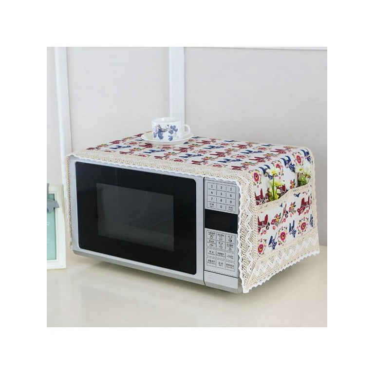 Anti-Slip Microwave Dustproof Cover Microwave Oven Top Cover Decorative  Kitchen Toaster Oven Cover with Storage Bags 