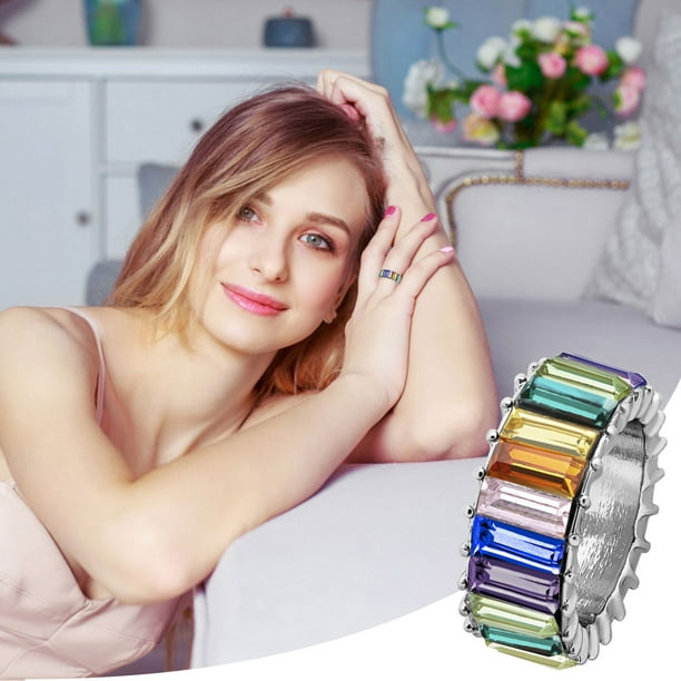 Anillo de diamantes a la moda para mujer, anillo geométrico con personalidad colorida, tamaño de joyería 5 Wmkox8yi sjalhkljlk2659