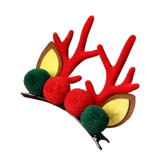 1 Pair Christmas Reindeer Antler Hair Clip Cute Elk Santa Claus Hairpin for Women Girls Children Princess Hair Accessories