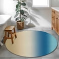 thumbnail image 4 of Gradient Brown Blue Round Living Room Rugs 3.3 ft, Modern Abstract Minimalist Beige Ocean Beach Washable Area Rug with Non-Slip Sturdy Edge Binding Round Front Door Mat Floor Carpet for Entryway, 4 of 9