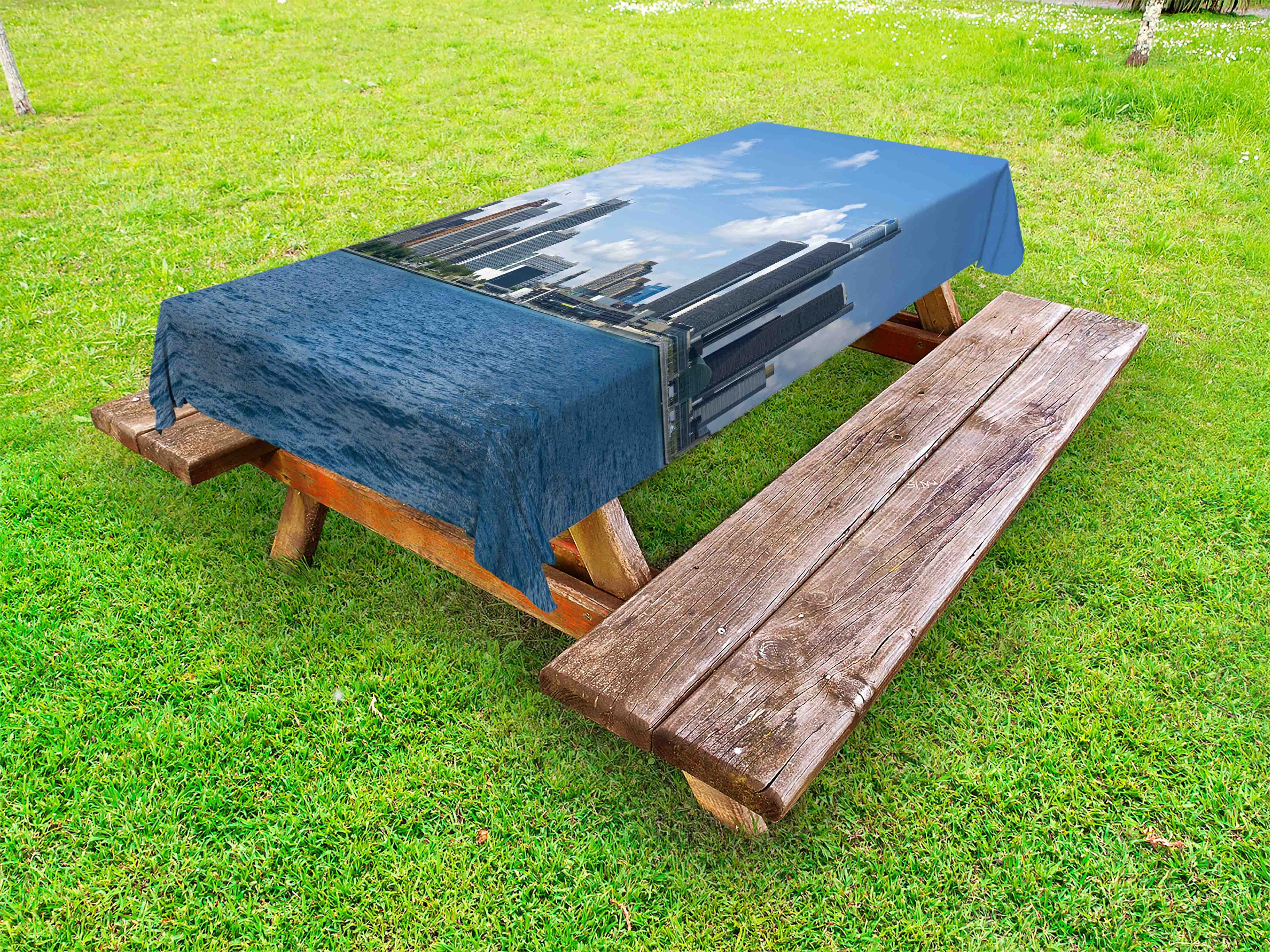 Detroit Outdoor Tablecloth, Downtown Detroit GM Renaissance Center Ford Auditorium Shoreline