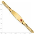 thumbnail image 3 of Primal Gold 14 Karat Yellow Gold Medical Soft Diamond Shape Red Enamel Curb Link ID Bracelet, 3 of 3
