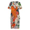 thumbnail image 4 of Vestido de noche holgado con bolsillos y estampado de peces koi para mujer, 4 of 7