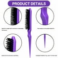 thumbnail image 3 of ACDANC Slick Back Hair Brush,Comfortable to Hold Slick Back Brush,Fluff and Hair Teasing Comb,Purple, 3 of 4