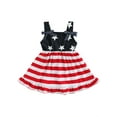 thumbnail image 1 of Chollius Toddler Baby Girls 4th of July Dress Star Stripe Print Sleeveless Ruffle Bow-Knot Decor Dress Independence Day Clothes, 1 of 9