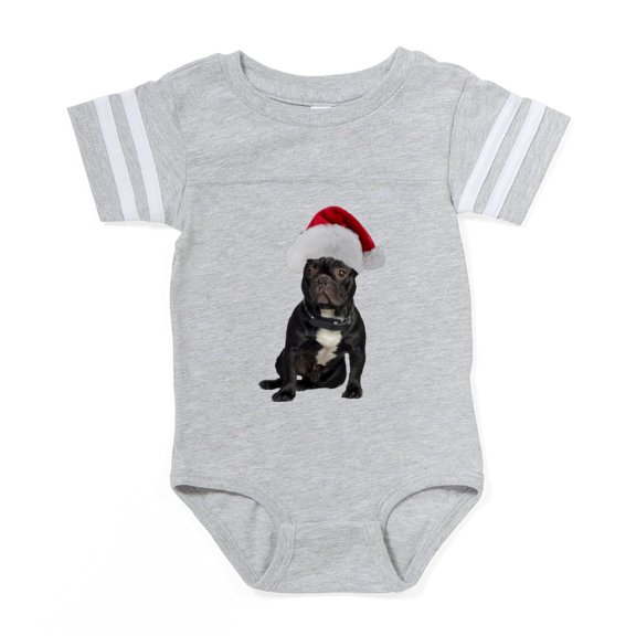 CafePress - French Bulldog Santa - Cute Infant Baby Football Bodysuit