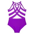 thumbnail image 5 of iiniim Kids Girls Sparkly Gymnastics Leotard Sleeveless Sport Unitard Rhinestones Romper Figure Ice Purple 14, 5 of 7