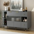 thumbnail image 4 of Atumon Rotating Accent Cabinet with 2 Doors and 2 Drawers, Buffet Cabinet with Adjustable Shelves, Modern Storage Cabinet, Wood Storage Cabinet Furniture for Living Room Entryway Dining Room, Gray, 4 of 10