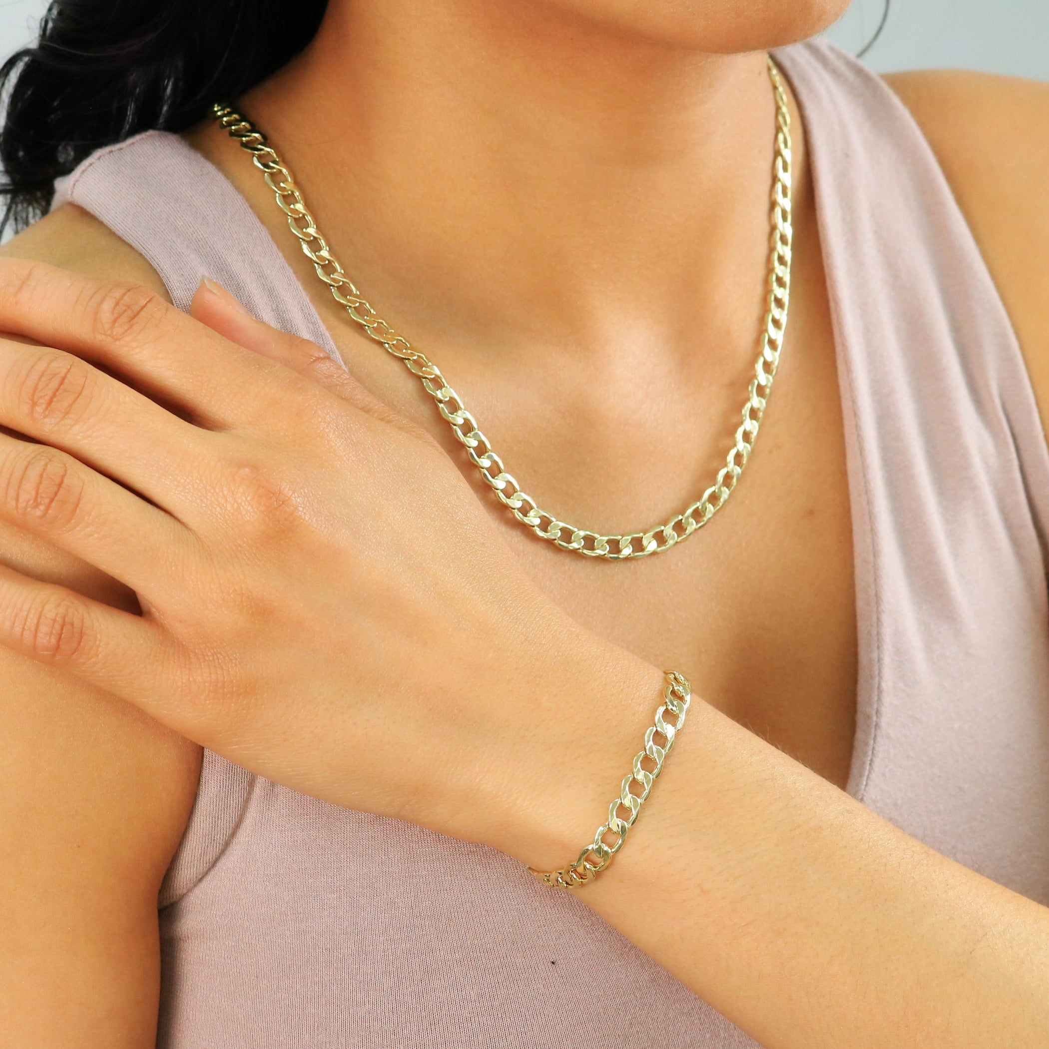 Nuragold 10K Real Yellow Gold Cuban Curb Link Chain Necklace 16"-30" (2mm-7.5mm) Italian Jewelry for Men & Women