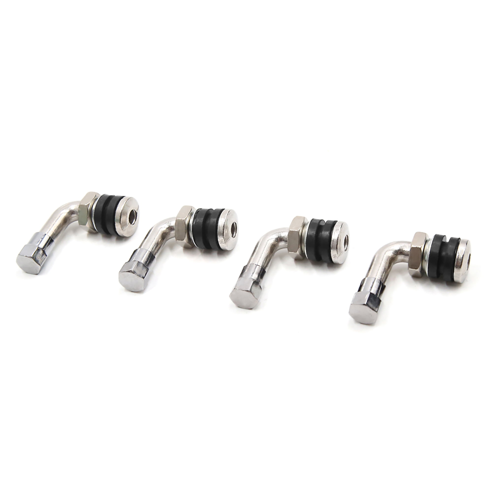 Unique Bargains 4 Pcs 110 Degree Angle Anti-leakage Tire Valve Stem Cap Silver Tone
