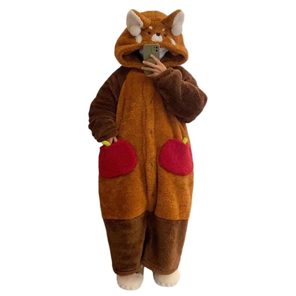 ZELVINN Unisex Onesie Pajamas Soft Fleece Hooded One‑Piece Warm Fluffy Home Loungewear Sleepwear