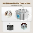 thumbnail image 2 of Fuente de agua HOOISE de acero inoxidable 2,2 L para gatos y perros, 2 of 9
