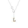 thumbnail image 2 of Delight Jewelry Rose Goldtone Crystal Initial - L - Silver tone Elegant Infinity Lariat Necklace, 2 of 4