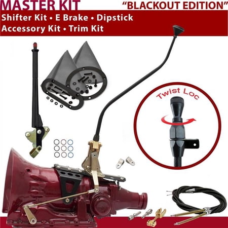 American Shifter AOD Shifter Kit Black 23 in. Swan E Brake Cable Clevis Trim Kit Dipstick for DE2B8