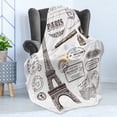 thumbnail image 4 of Eiffel Tower Soft Flannel Fleece Blanket, France Tourist Attractions Paris Postage Stamps Culture Cosmopolite, Cozy Plush for Indoor and Outdoor Use, 60" x 80", Champagne Dark Brown, by Ambesonne, 4 of 5