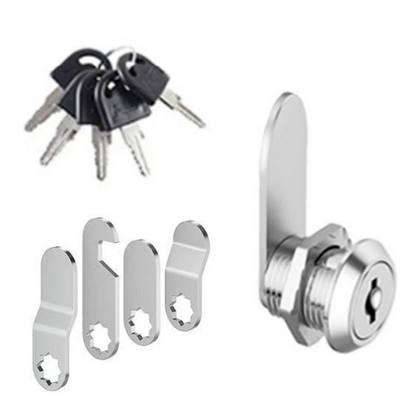 Mailbox Lock 16Mm With 4 Key, Cam Lock With 4 Various Lock Plates, Furniture Lock Lever Lock For Mailboxes, Cabinet Doors, Furniture