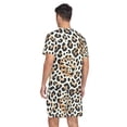 thumbnail image 2 of joogoo Men's Pajama Set Leopard Brown V-Neck Pj Shorts Set 2 Piece Loungewear Sleepwear S, 2 of 7
