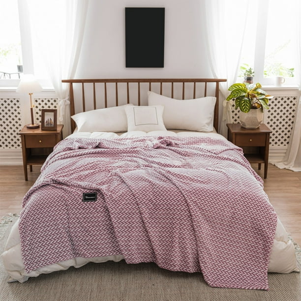 Fiudx Ofertas relámpago Manta de verano de seda de sensación fresca, manta acondicionadora lavable a máquina, manta gruesa y cálida para siesta, manta tejida